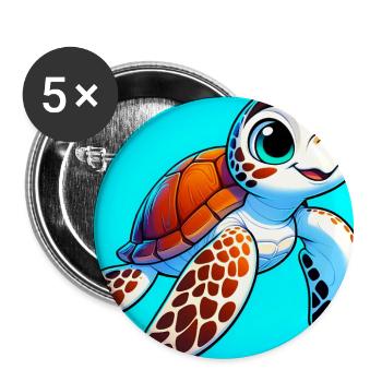 tortue - Lot de 5 grands badges (56 mm) - blanc - Devant