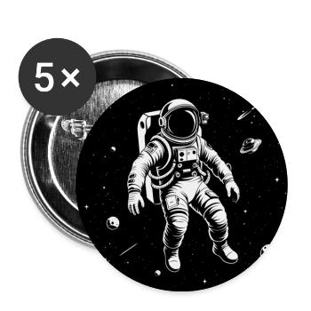 Weltraum-Astronaut im Mondhimmel - Buttons groß 56 mm (5er Pack) - Weiß - Vorne
