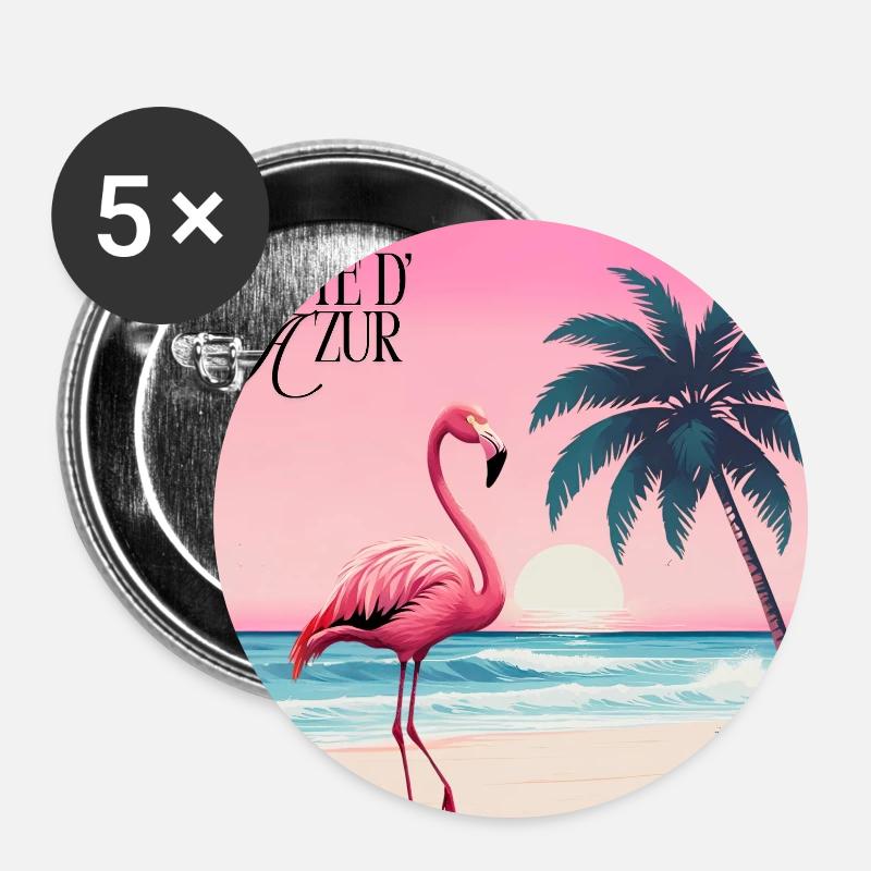 Flamingo - Buttons large 2.2''/56 mm (5-pack) - white