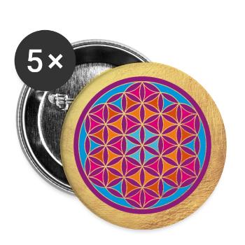 Flower of Life Gold Yoga India om Namaste Mandala - Buttons large 2.2''/56 mm (5-pack) - white - Front