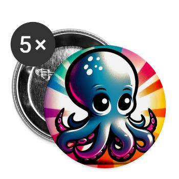 Krake - Buttons groß 56 mm (5er Pack) - Weiß - Vorne