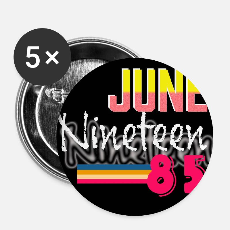 June Nineteen 85 Retro Neon Design - Buttons large 2.2''/56 mm (5-pack) - white