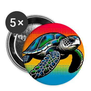 tortue - Lot de 5 grands badges (56 mm) - blanc - Devant