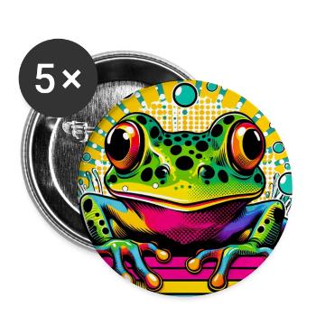 Frosch - Buttons groß 56 mm (5er Pack) - Weiß - Vorne