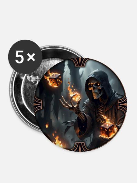 Skelettrunenmagier im Schatten - Buttons groß 56 mm (5er Pack) - Weiß
