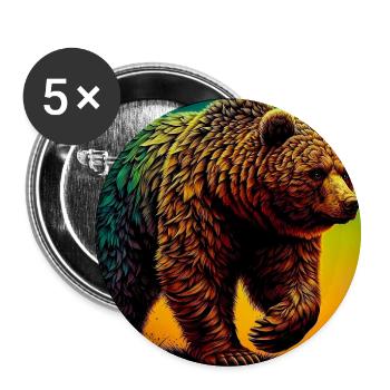 Bär - Buttons groß 56 mm (5er Pack) - Weiß - Vorne