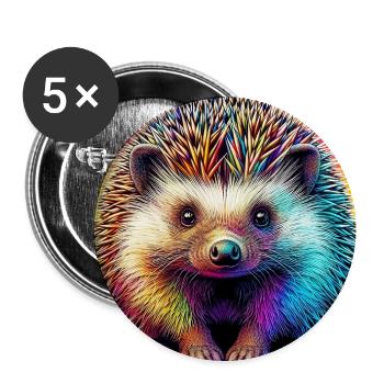 hérisson - Lot de 5 grands badges (56 mm) - blanc - Devant