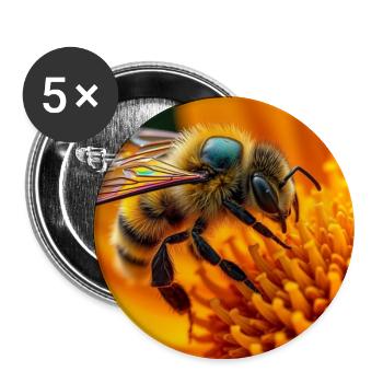 abeille - Lot de 5 grands badges (56 mm) - blanc - Devant