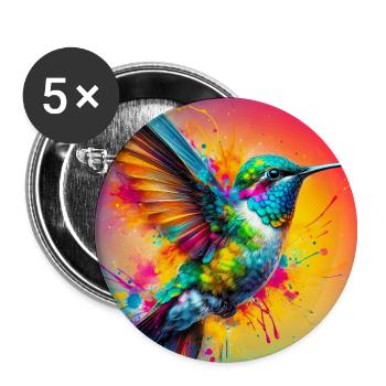 colibri - Lot de 5 grands badges (56 mm) - blanc - Devant