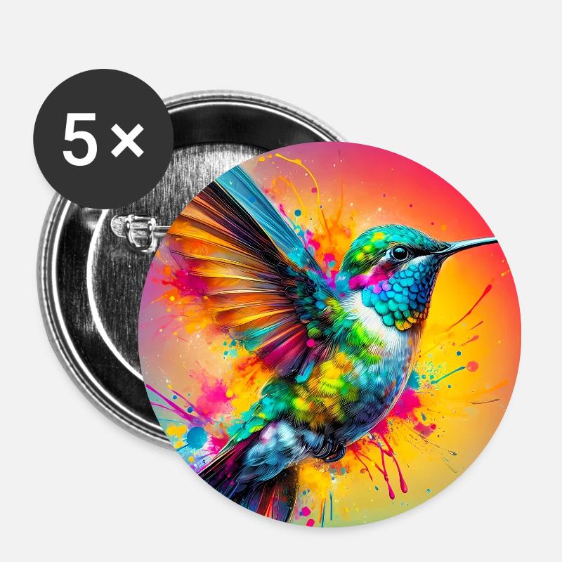 Kolibri - Buttons groß 56 mm (5er Pack) - Weiß