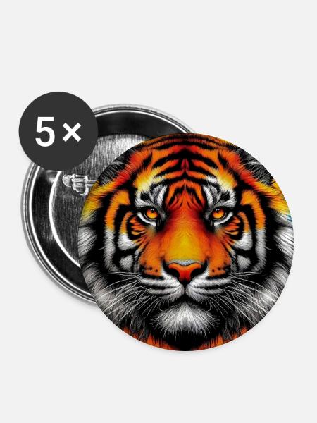 Tiger - Buttons groß 56 mm (5er Pack) - Weiß
