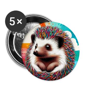 hérisson - Lot de 5 grands badges (56 mm) - blanc - Devant