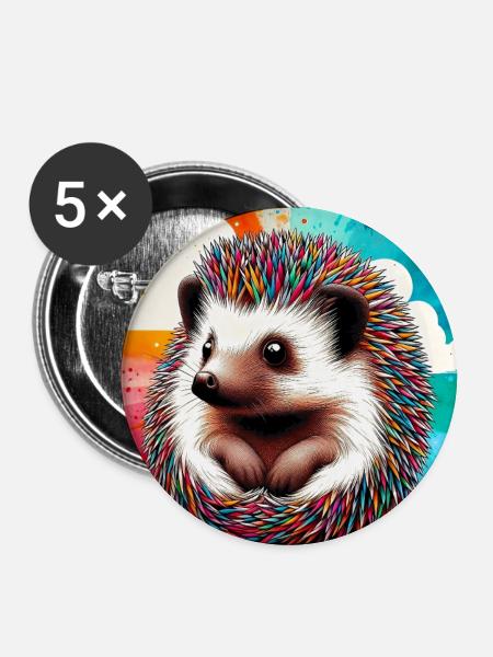 Igel - Buttons groß 56 mm (5er Pack) - Weiß