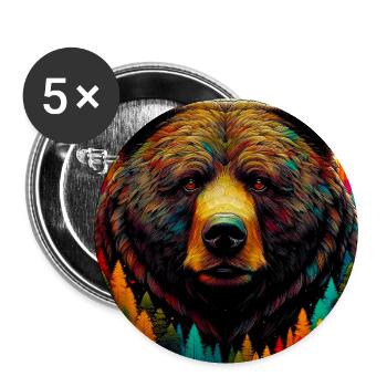 ours - Lot de 5 grands badges (56 mm) - blanc - Devant