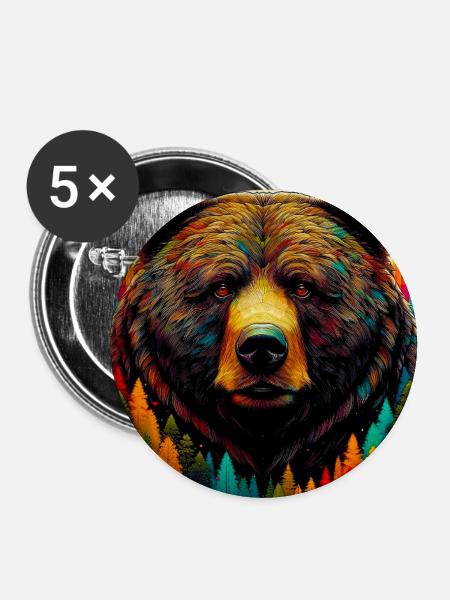Bär - Buttons groß 56 mm (5er Pack) - Weiß