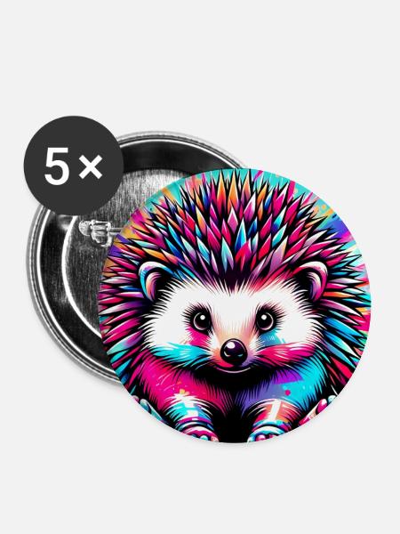 Igel - Buttons groß 56 mm (5er Pack) - Weiß