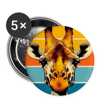 girafe - Lot de 5 grands badges (56 mm) - blanc - Devant