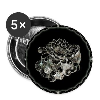 Koi and Lotus Flower in Japanese Style - Buttons large 2.2''/56 mm (5-pack) - white - Front