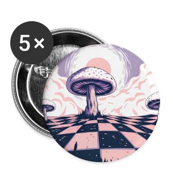 Dreamscape Mushroom Wonderland - Buttons large 2.2''/56 mm (5-pack) - white - Front