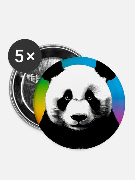 Panda - Buttons groß 56 mm (5er Pack) - Weiß