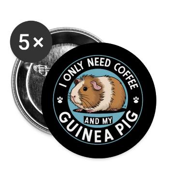 Meerschweinchen und Kaffeespruch - Buttons groß 56 mm (5er Pack) - Weiß - Vorne