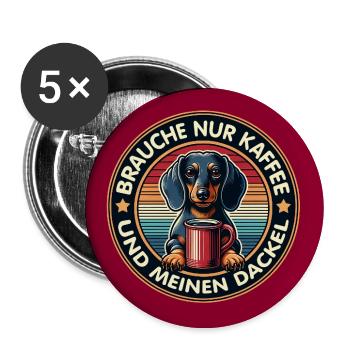 Dog design dachshund with coffee cup - Buttons large 2.2''/56 mm (5-pack) - white - Front