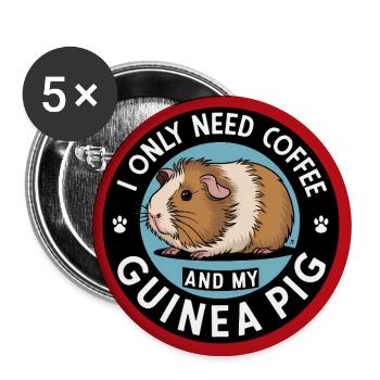 Cochon d'Inde câlin avec citation sur le café - Lot de 5 grands badges (56 mm) - blanc - Devant