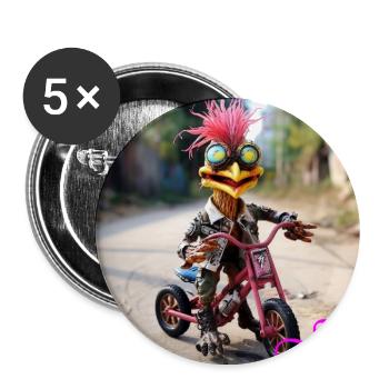 Escapist monster on a bicycle - Buttons large 2.2''/56 mm (5-pack) - white - Front