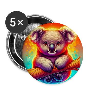 Koala - Buttons groß 56 mm (5er Pack) - Weiß - Vorne