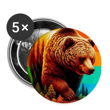 Bär - Buttons groß 56 mm (5er Pack) - Weiß - Vorne