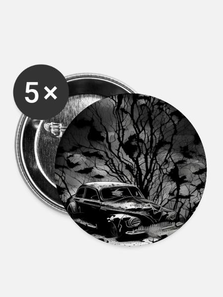 Dunkler Wald Oldtimer Illustration - Buttons groß 56 mm (5er Pack) - Weiß