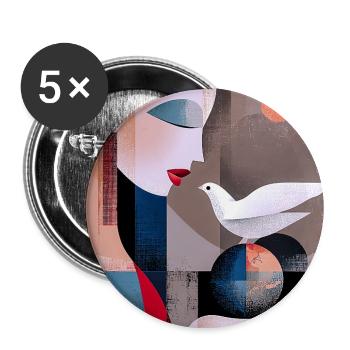 Abstraktes Porträt mit Taube und bunten Kugeln - Buttons groß 56 mm (5er Pack) - Weiß - Vorne