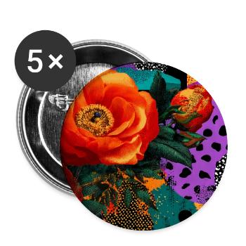 Helle Blumen auf abstraktem Hintergrund - Buttons groß 56 mm (5er Pack) - Weiß - Vorne