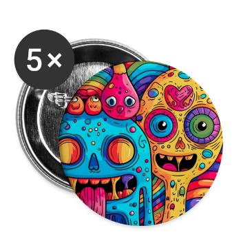Colorful psychedelic fantasy creatures - Buttons large 2.2''/56 mm (5-pack) - white - Front
