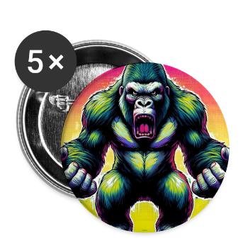 gorille - Lot de 5 grands badges (56 mm) - blanc - Devant