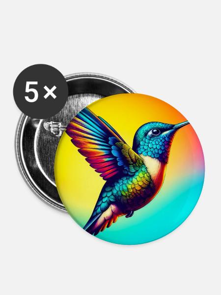 Kolibri - Buttons groß 56 mm (5er Pack) - Weiß