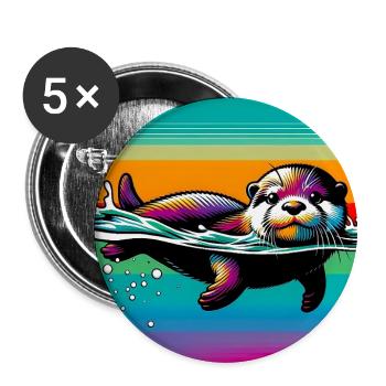 loutre - Lot de 5 grands badges (56 mm) - blanc - Devant