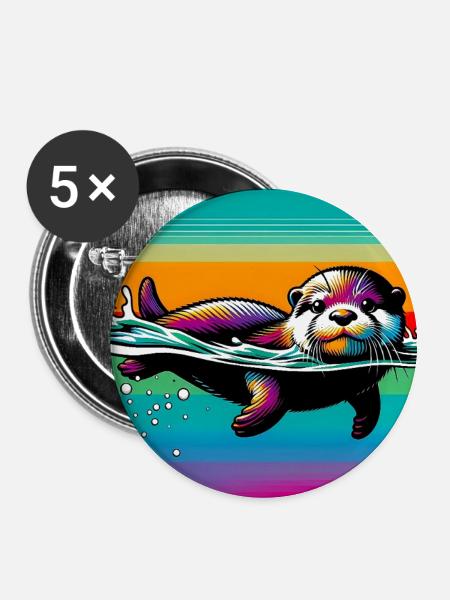 Otter - Buttons groß 56 mm (5er Pack) - Weiß