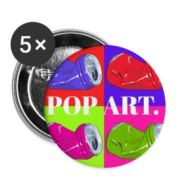 Pop Art Cola Dosen Design - Lot de 5 grands badges (56 mm) - blanc - Devant
