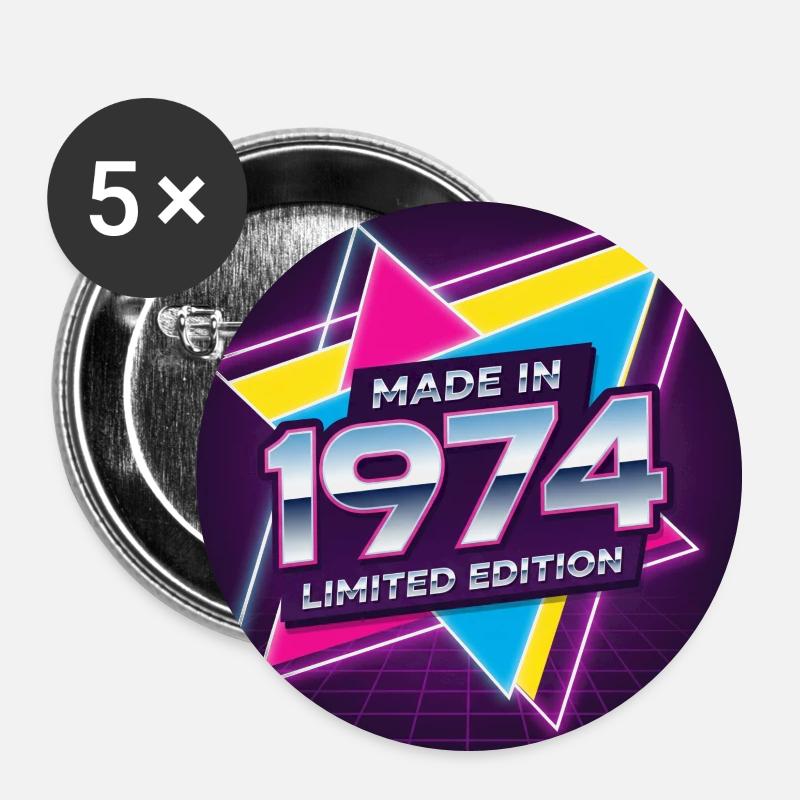 Made In 1974 Limited Edition - Buttons large 2.2''/56 mm (5-pack) - white