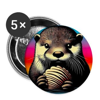 loutre - Lot de 5 grands badges (56 mm) - blanc - Devant