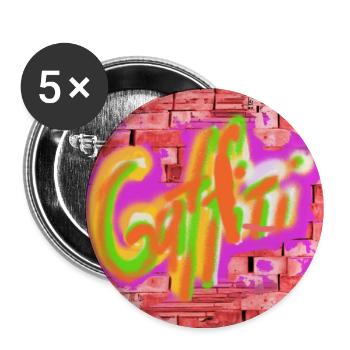 Bunte Graffiti auf Ziegeln - Buttons groß 56 mm (5er Pack) - Weiß - Vorne