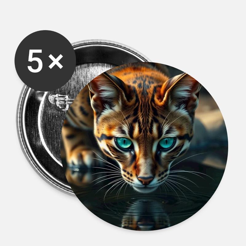 Katzenmystik - Buttons groß 56 mm (5er Pack) - Weiß