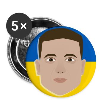 Volodymyr Zelensky on Ukrainian flag - Buttons large 2.2''/56 mm (5-pack) - white - Front
