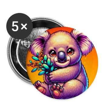 Koala - Buttons groß 56 mm (5er Pack) - Weiß - Vorne