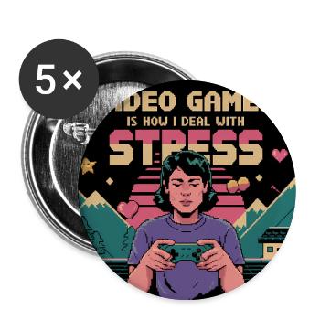 Funny Gamer Stress Relief Saying  - Buttons large 2.2''/56 mm (5-pack) - white - Front