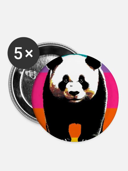 Panda - Buttons groß 56 mm (5er Pack) - Weiß