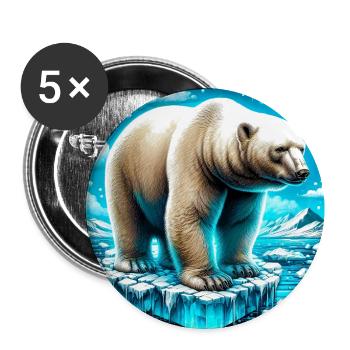 ours blanc - Lot de 5 grands badges (56 mm) - blanc - Devant