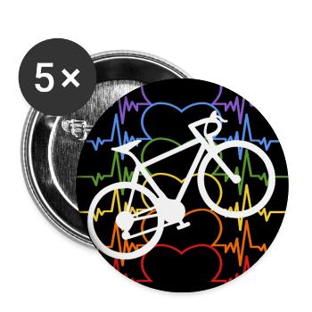 HEARTBEAT CYCLISTE VÉLO ARC-EN-CIEL COULEURS - Lot de 5 grands badges (56 mm) - blanc - Devant
