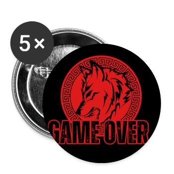Aggressive Red Wolf "Game Over" - Buttons large 2.2''/56 mm (5-pack) - white - Front